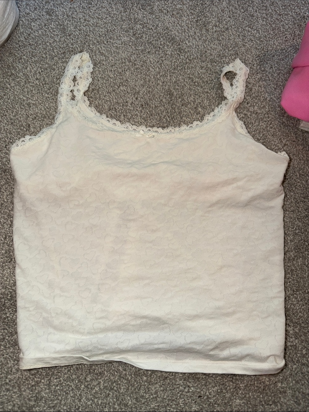 aerie Cream Lace-Trim Camisole Tank